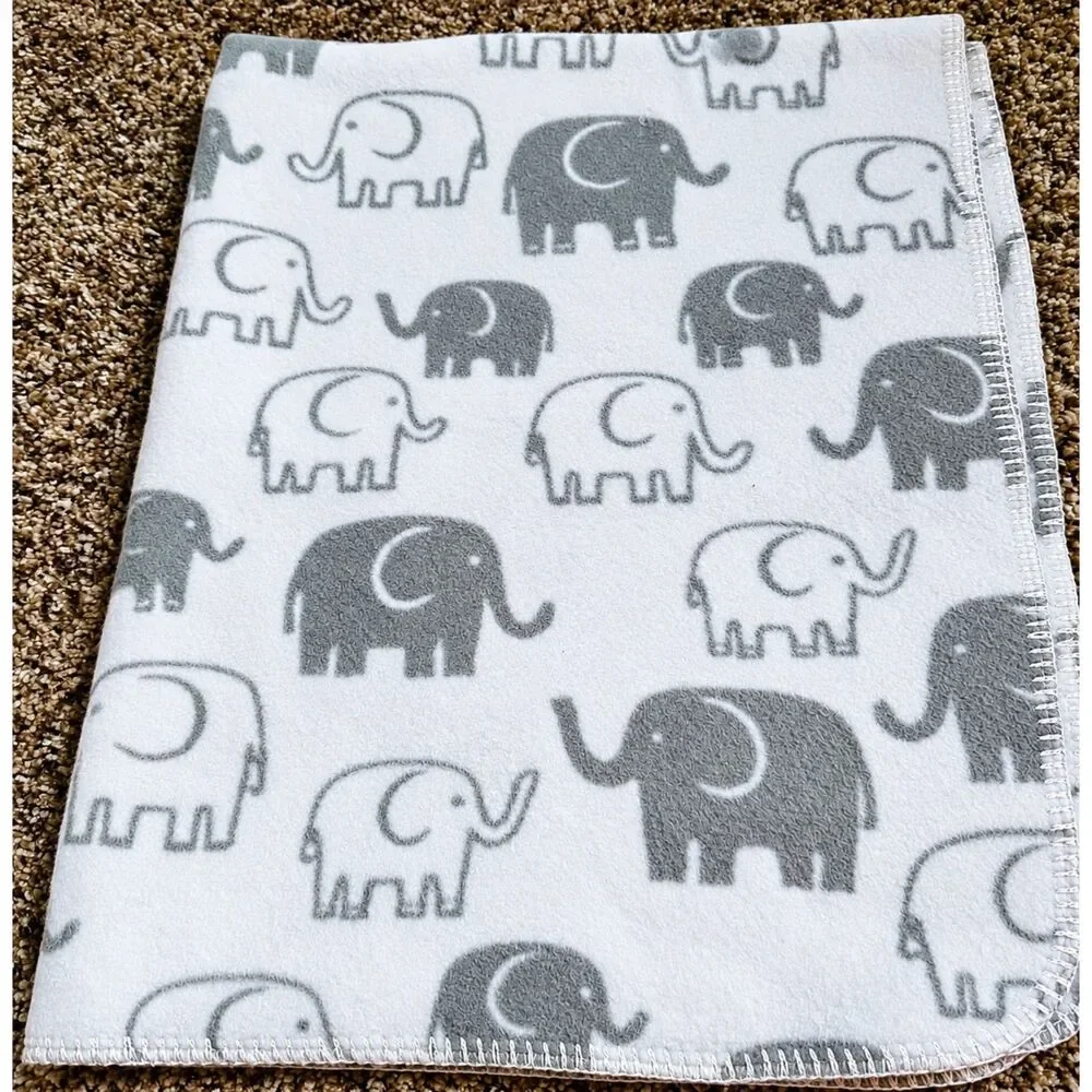 Pottery Barn Baby Crib Set, Gray White, Elephants